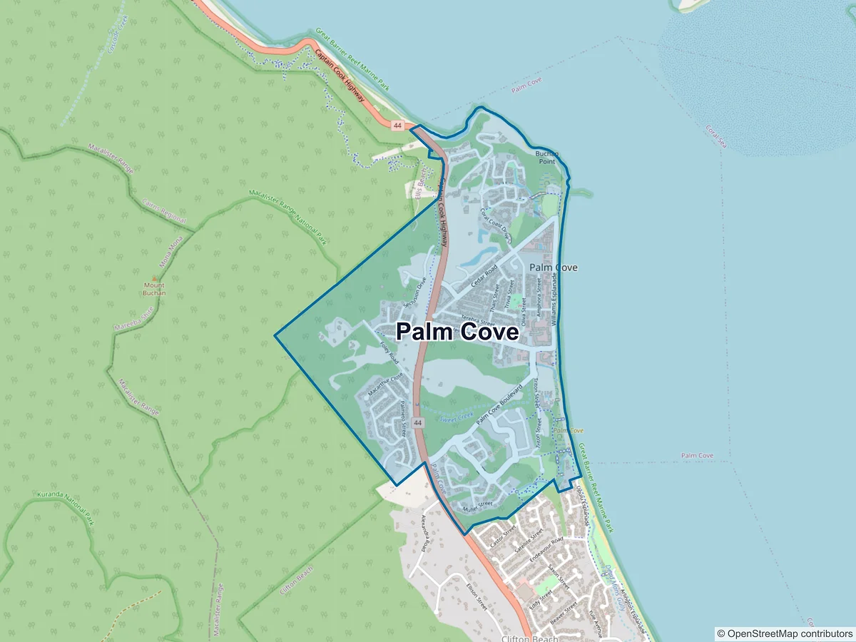 Map of Palm Cove, QLD, Australia