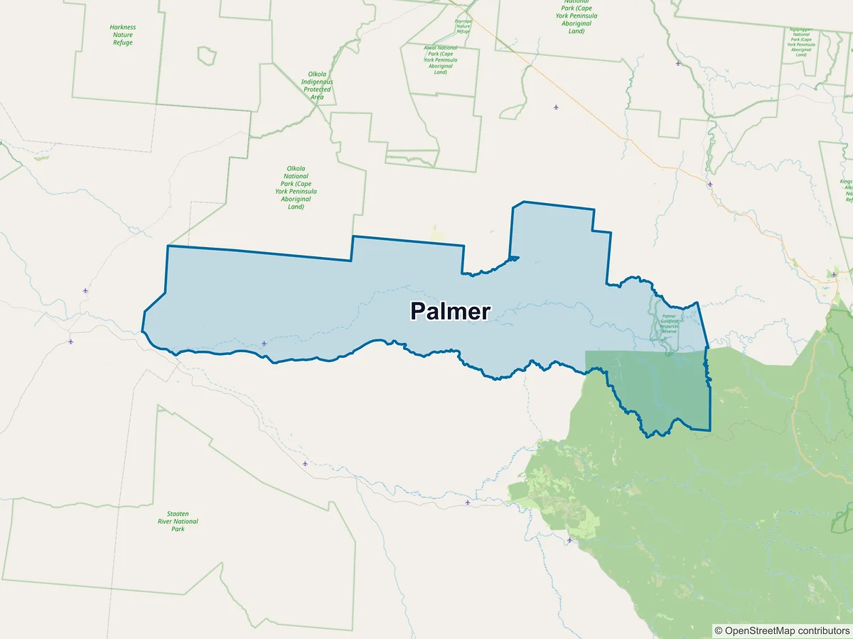 Map of Palmer, QLD, Australia
