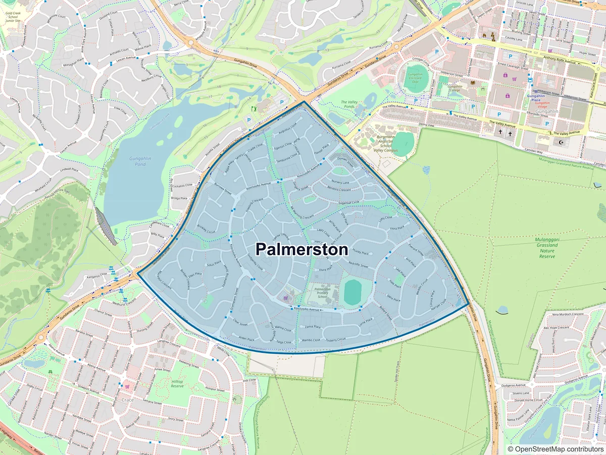 Map of Palmerston, ACT, Australia