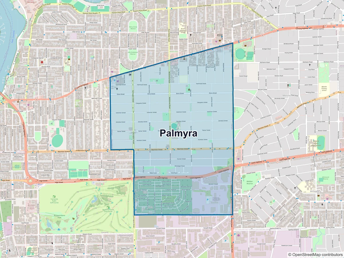 Map of Palmyra, WA, Australia