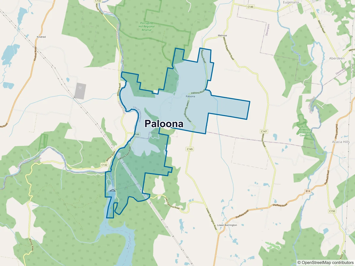 Map of Paloona, TAS, Australia