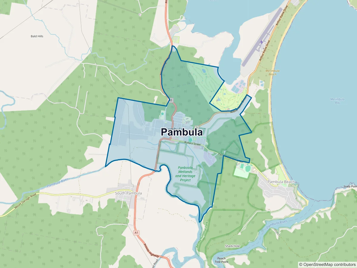 Map of Pambula, NSW, Australia