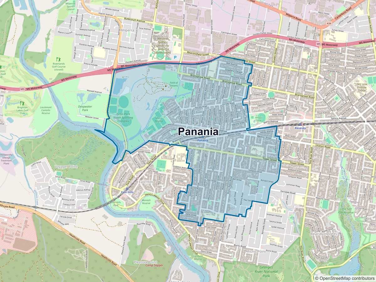 Map of Panania, NSW, Australia
