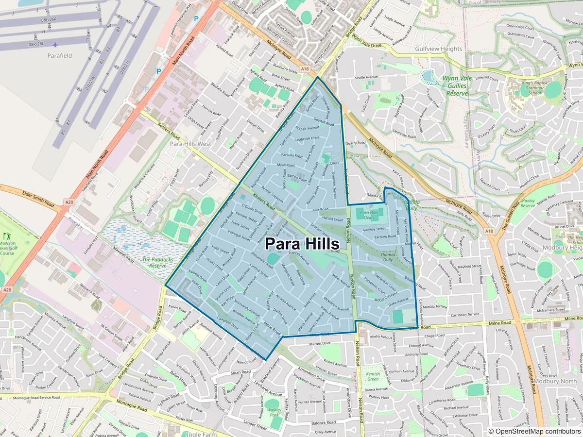Map of Para Hills, SA, Australia