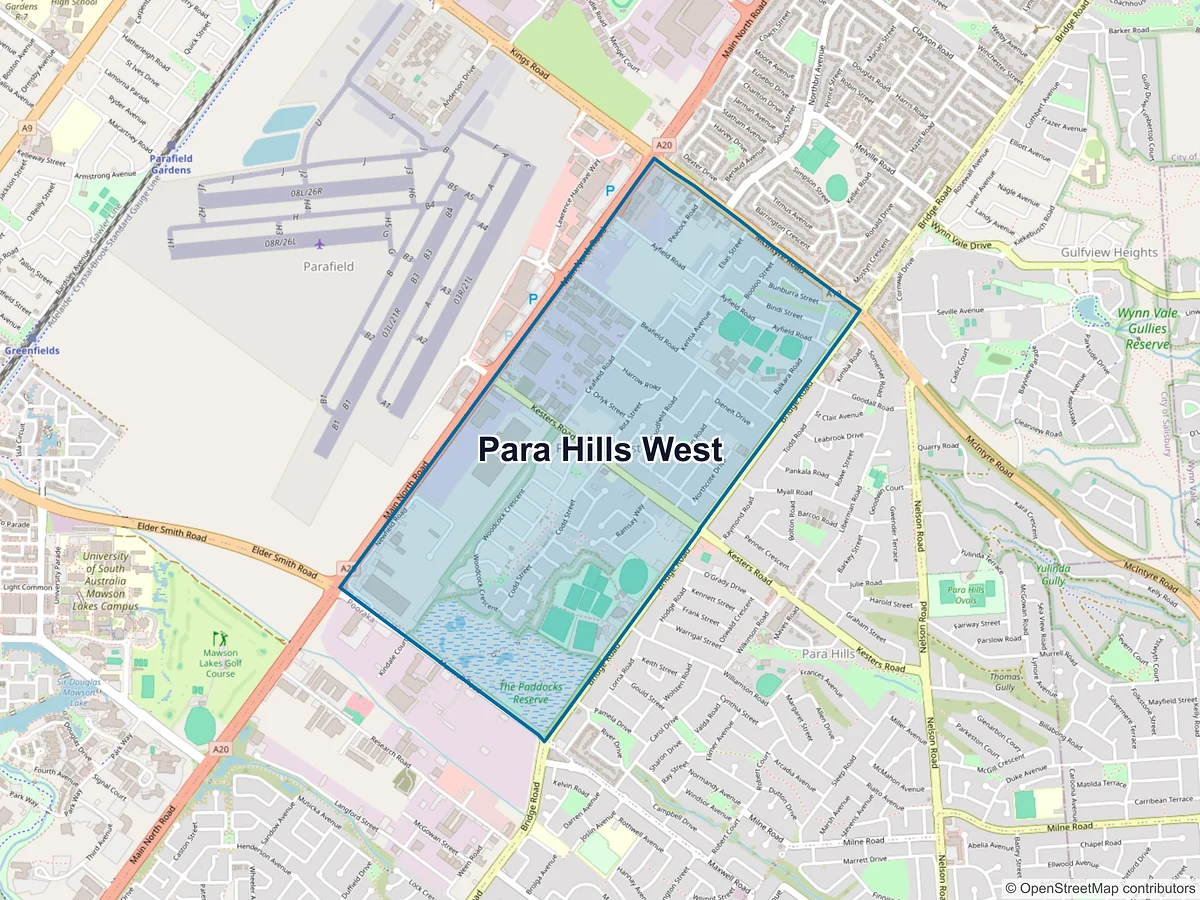 Map of Para Hills West, SA, Australia