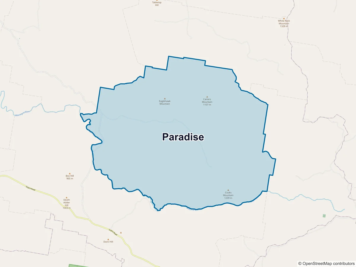 Map of Paradise, NSW, Australia