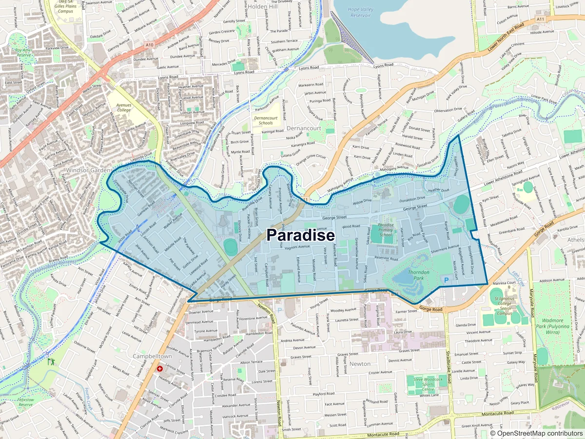 Map of Paradise, SA, Australia