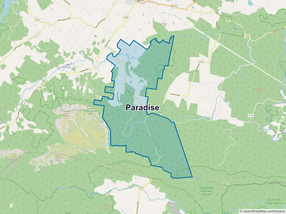 Map of Paradise, TAS, Australia