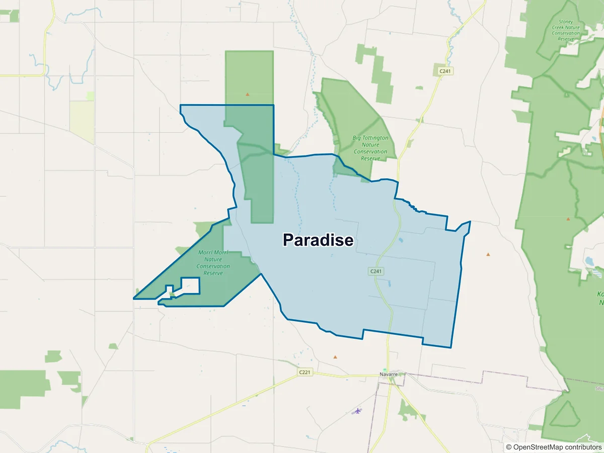 Map of Paradise, VIC, Australia