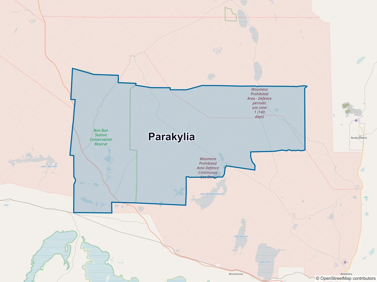 Map of Parakylia, SA, Australia
