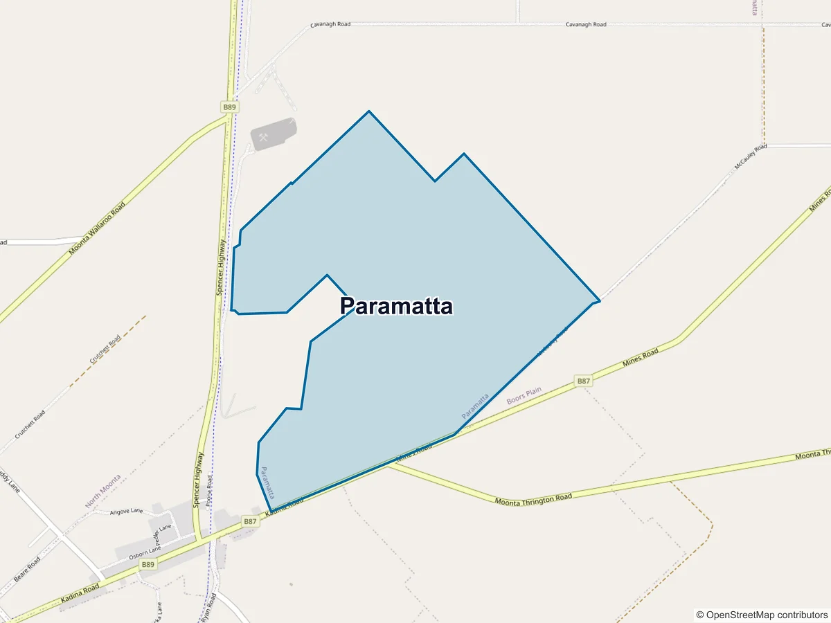 Map of Paramatta, SA, Australia