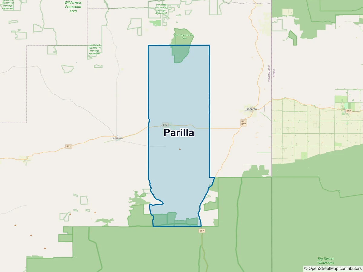 Map of Parilla, SA, Australia