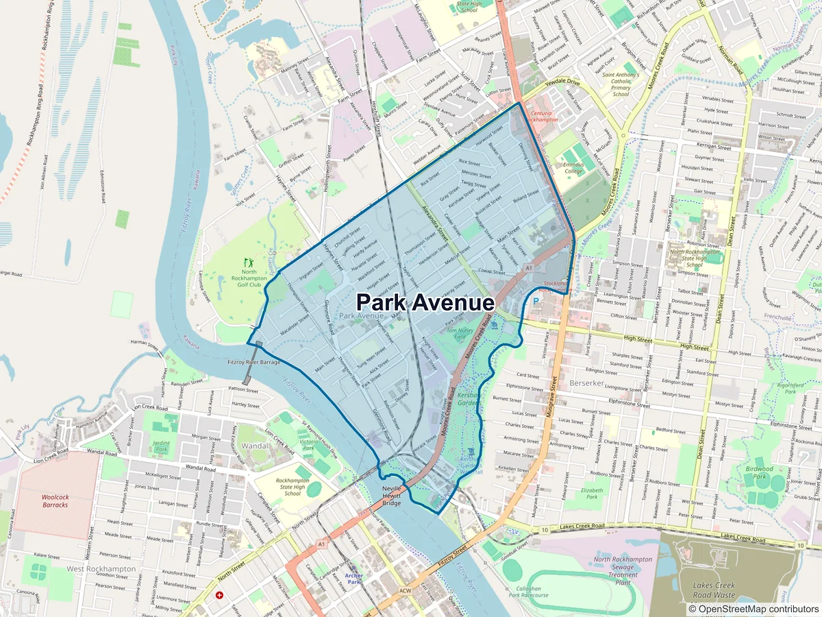 Map of Park Avenue, QLD, Australia