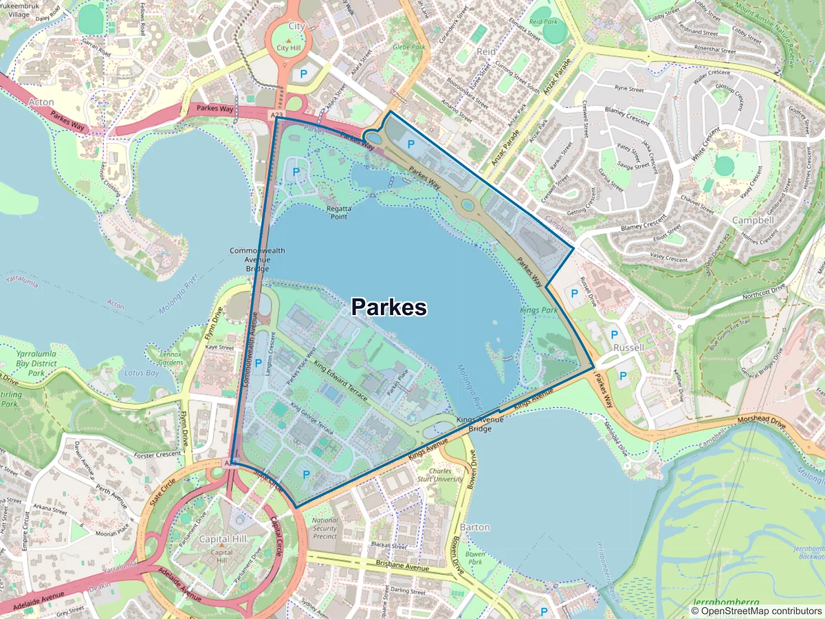 Map of Parkes, ACT, Australia