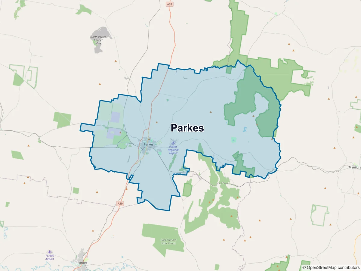 Map of Parkes, NSW, Australia