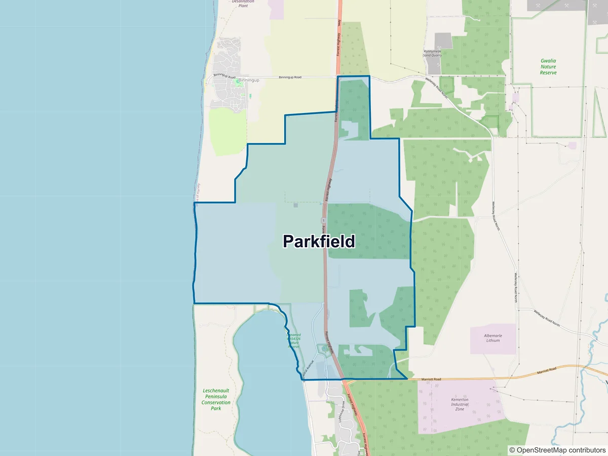 Map of Parkfield, WA, Australia