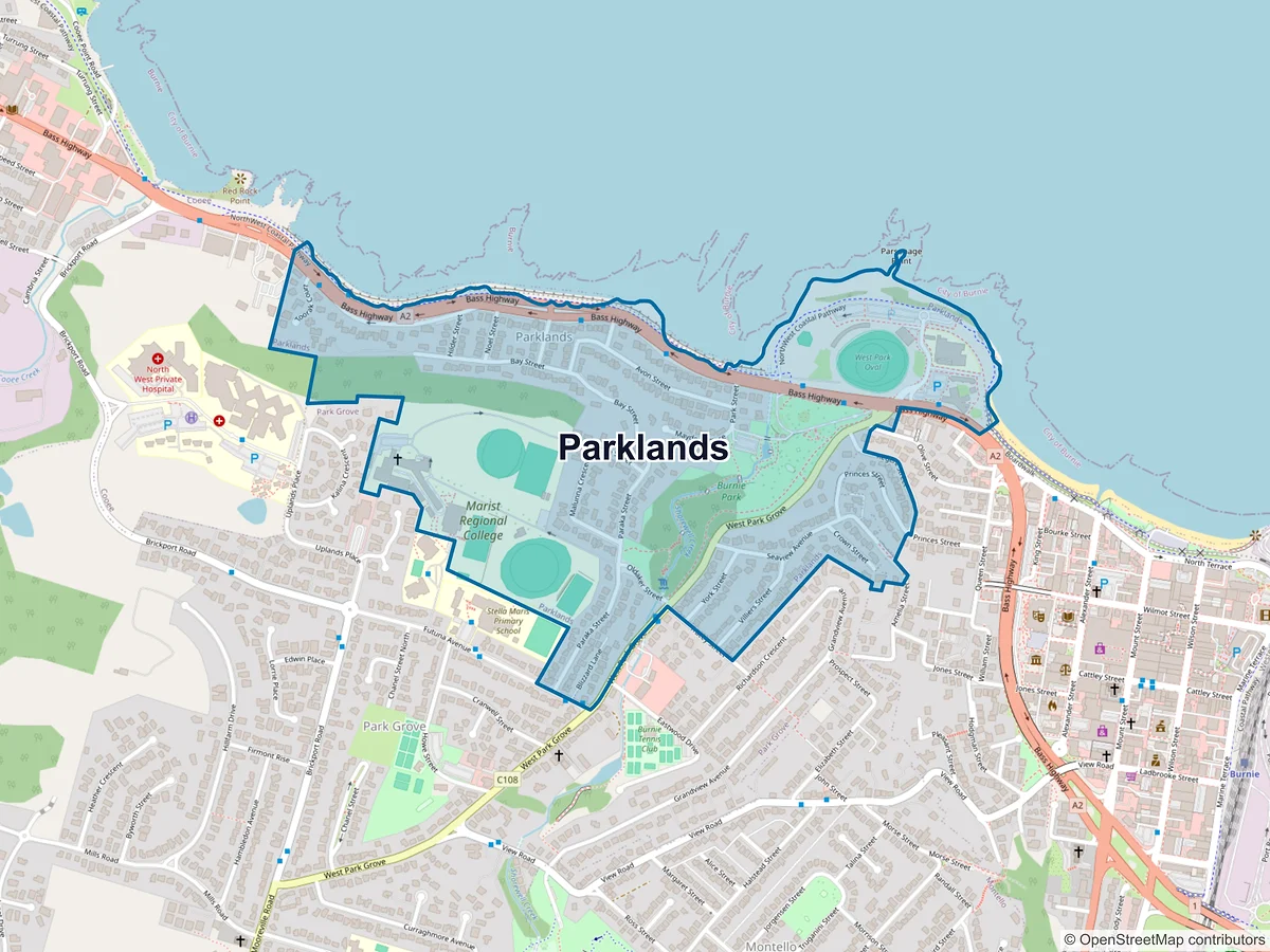 Map of Parklands, TAS, Australia