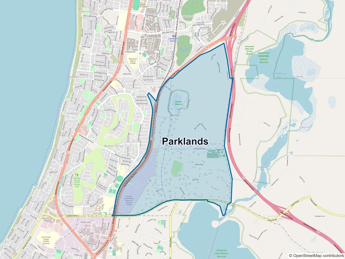 Map of Parklands, WA, Australia