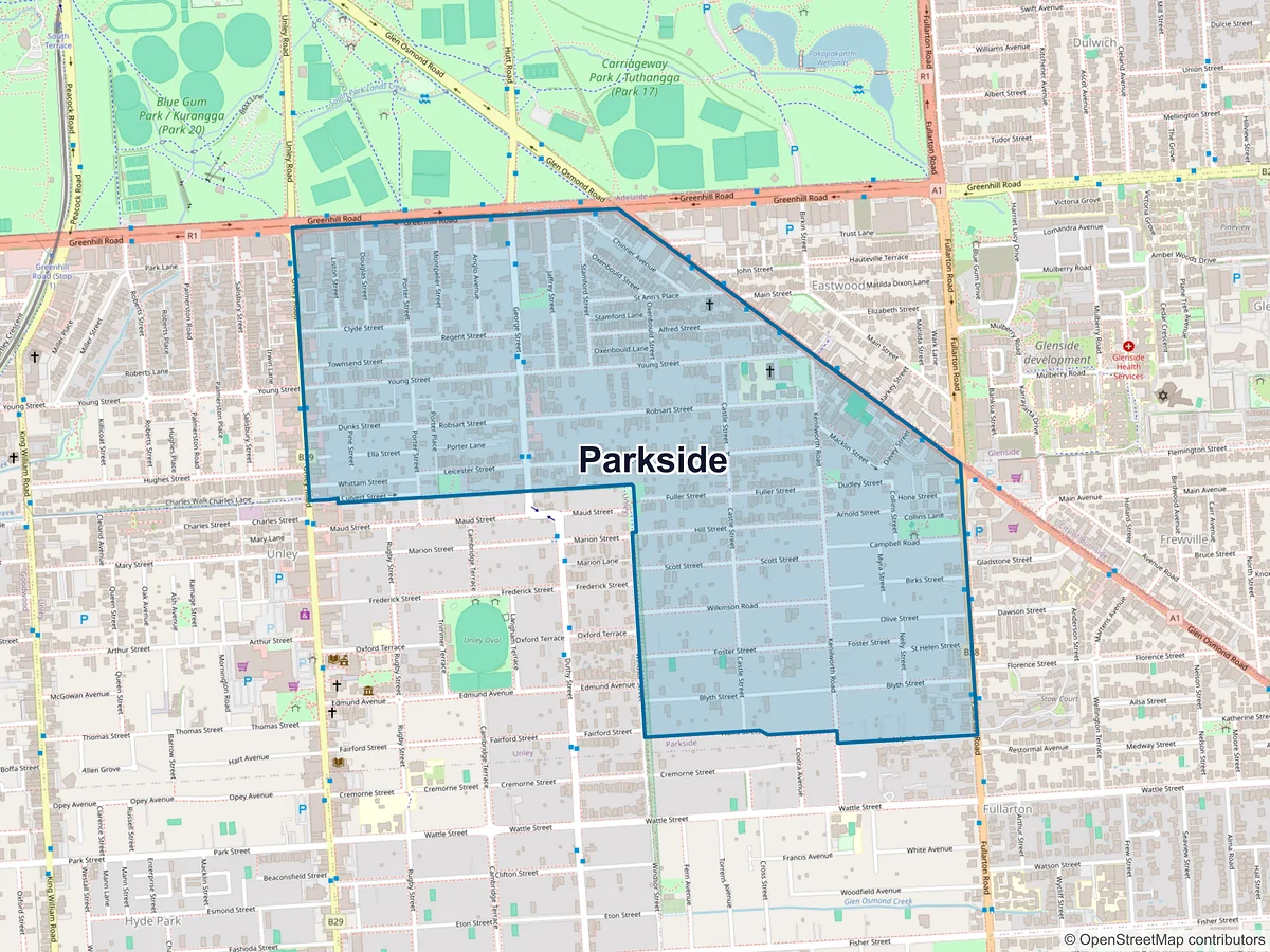 Map of Parkside, SA, Australia