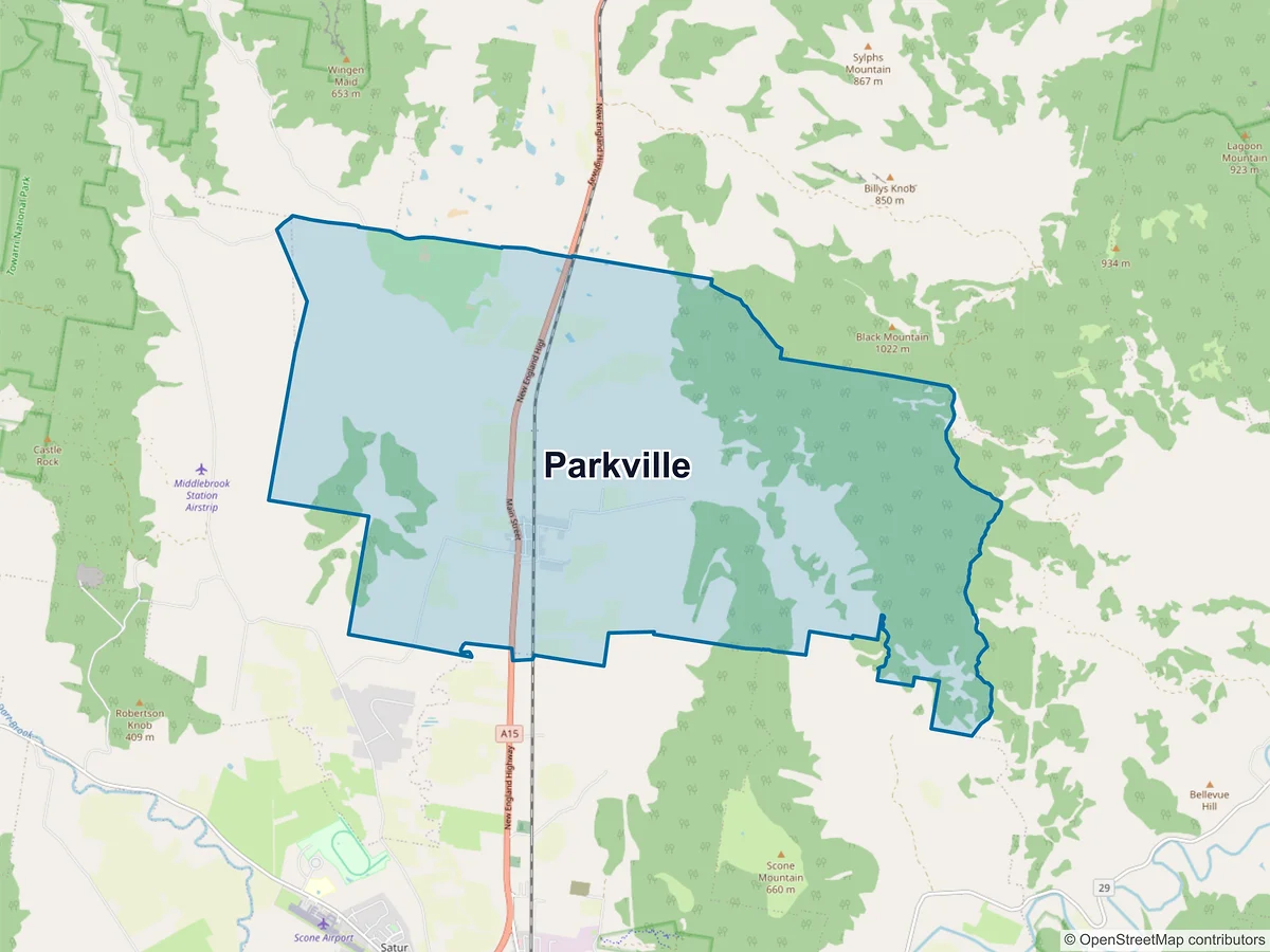 Map of Parkville, NSW, Australia