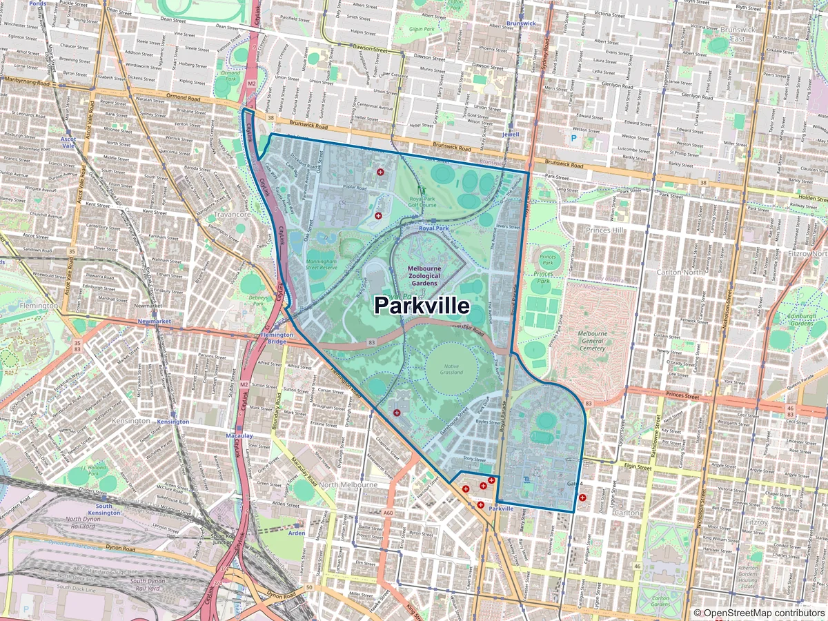 Map of Parkville, VIC, Australia