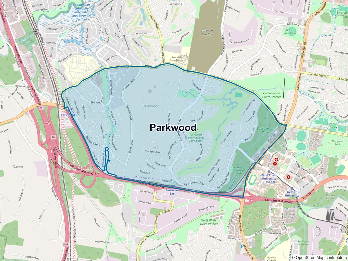 Map of Parkwood, QLD, Australia