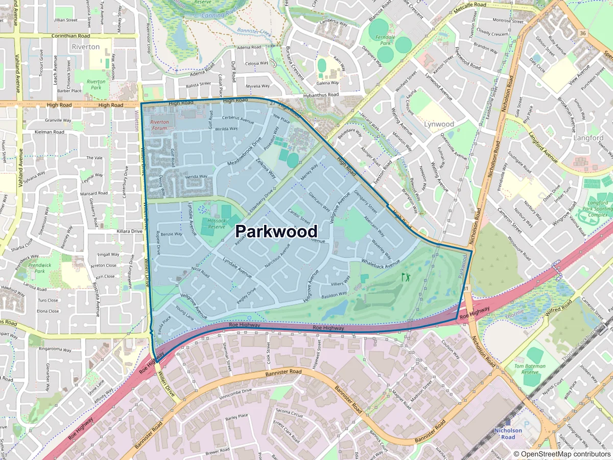 Map of Parkwood, WA, Australia