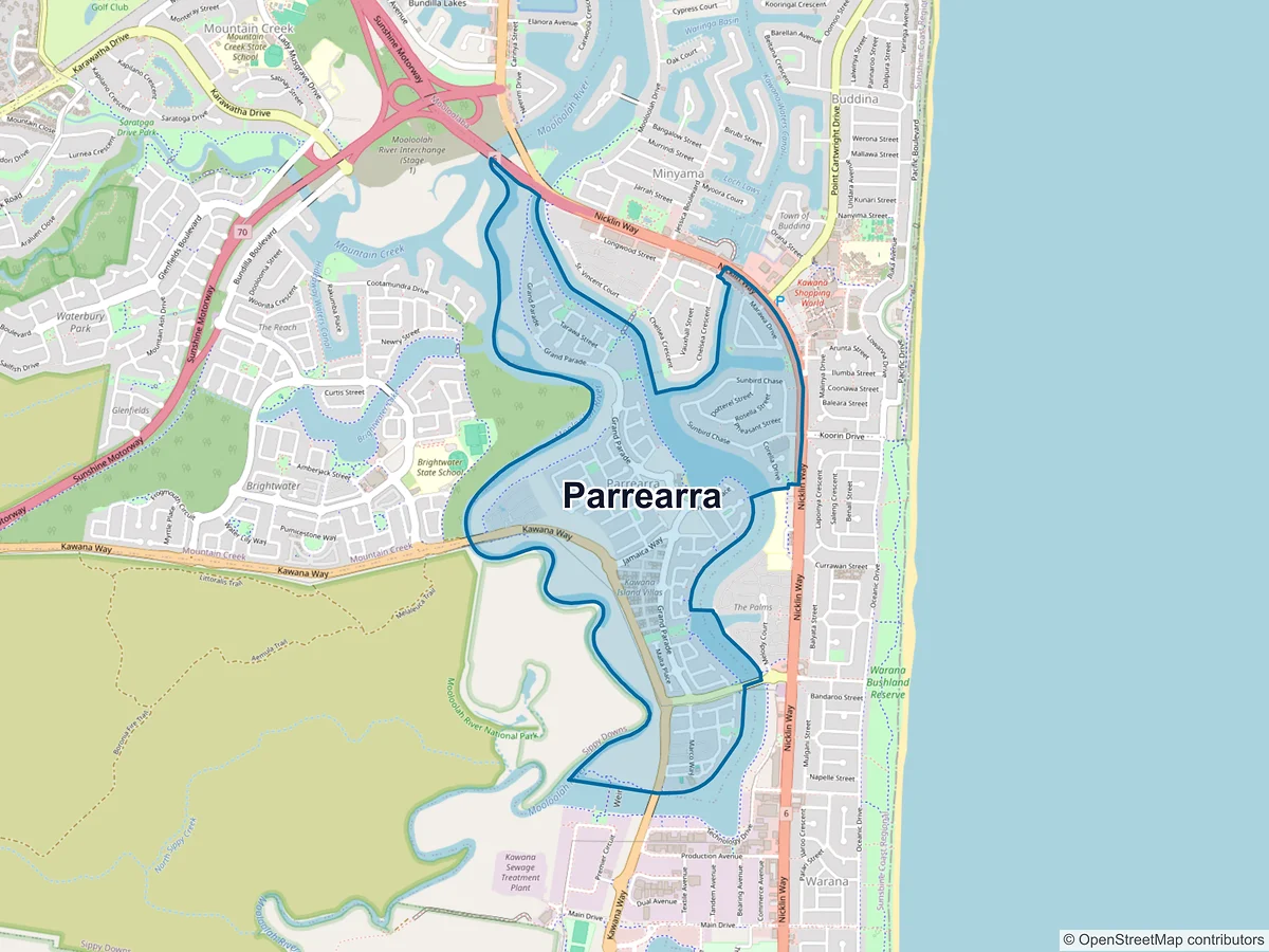 Map of Parrearra, QLD, Australia