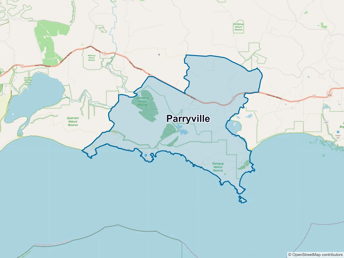 Map of Parryville, WA, Australia