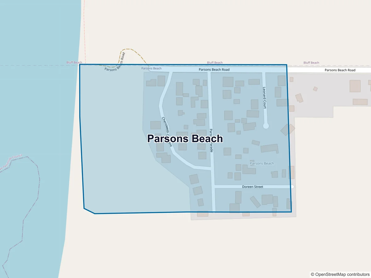 Map of Parsons Beach, SA, Australia