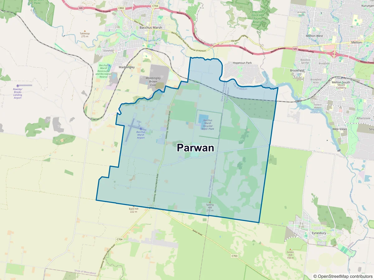 Map of Parwan, VIC, Australia
