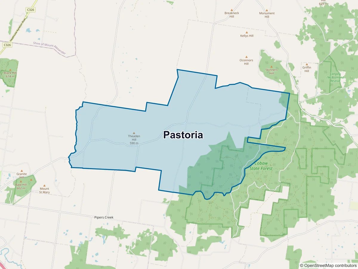 Map of Pastoria, VIC, Australia