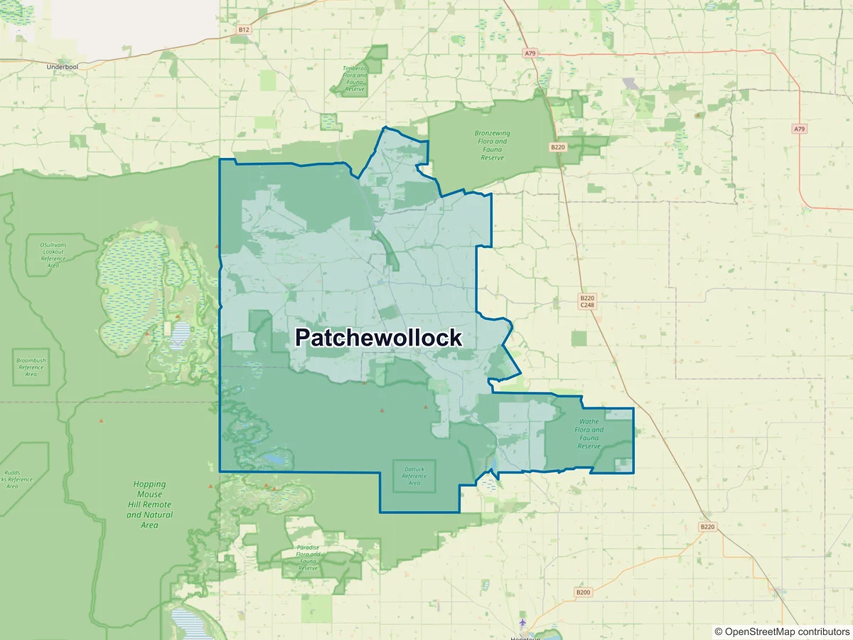 Map of Patchewollock, VIC, Australia