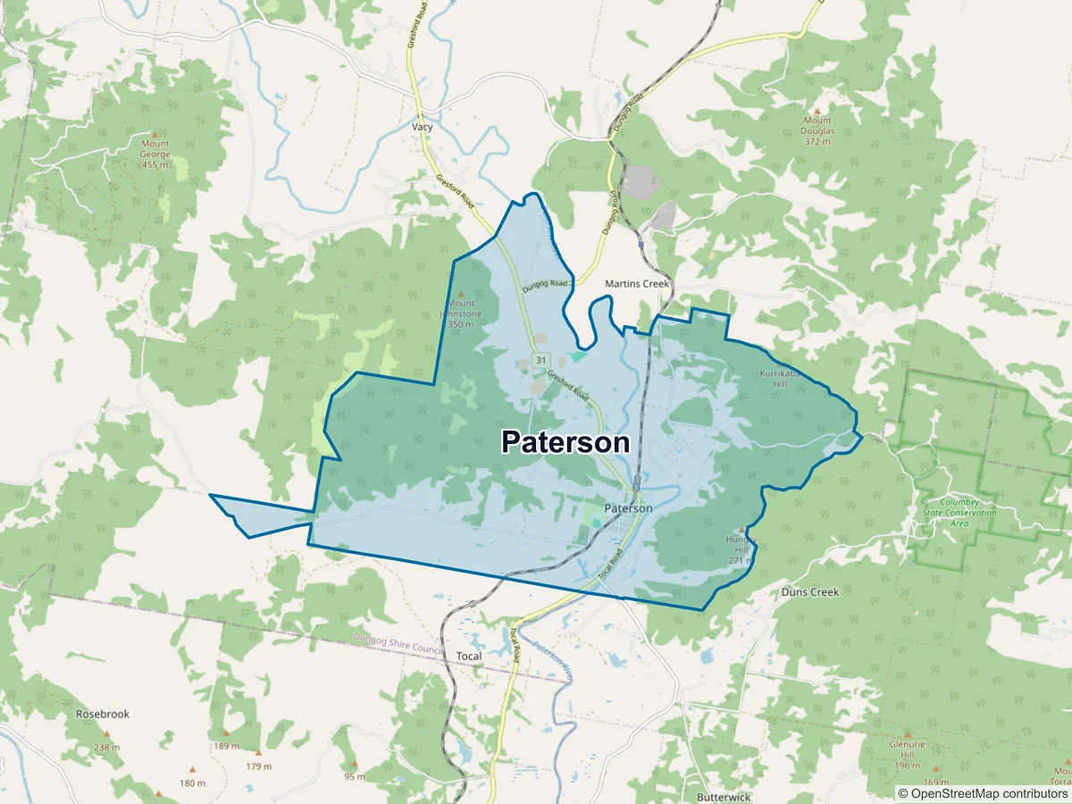 Map of Paterson, NSW, Australia