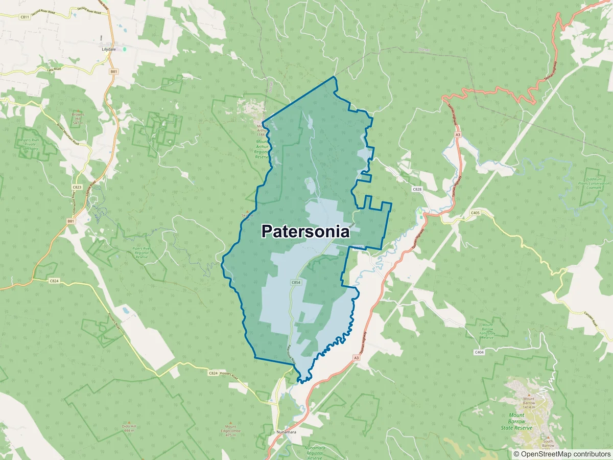 Map of Patersonia, TAS, Australia