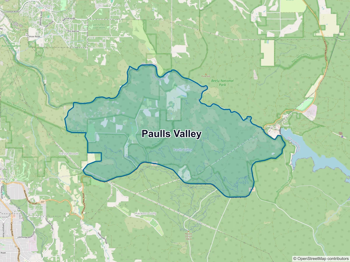 Map of Paulls Valley, WA, Australia
