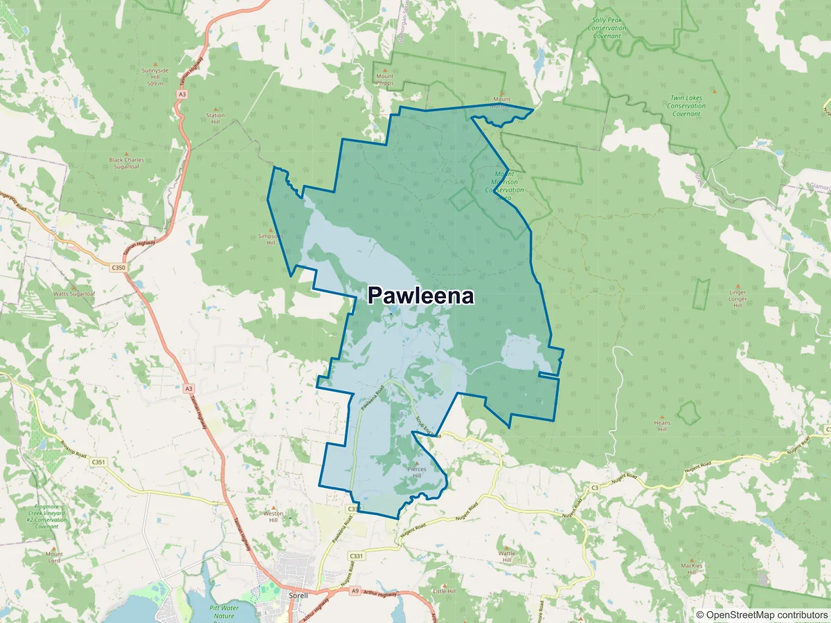 Map of Pawleena, TAS, Australia