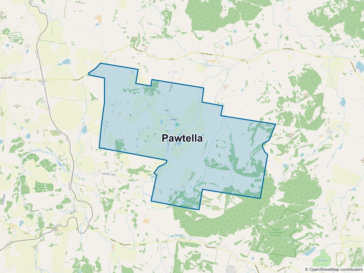 Map of Pawtella, TAS, Australia