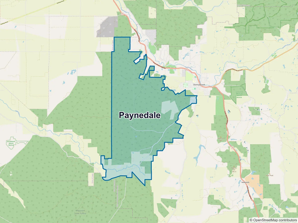 Map of Paynedale, WA, Australia