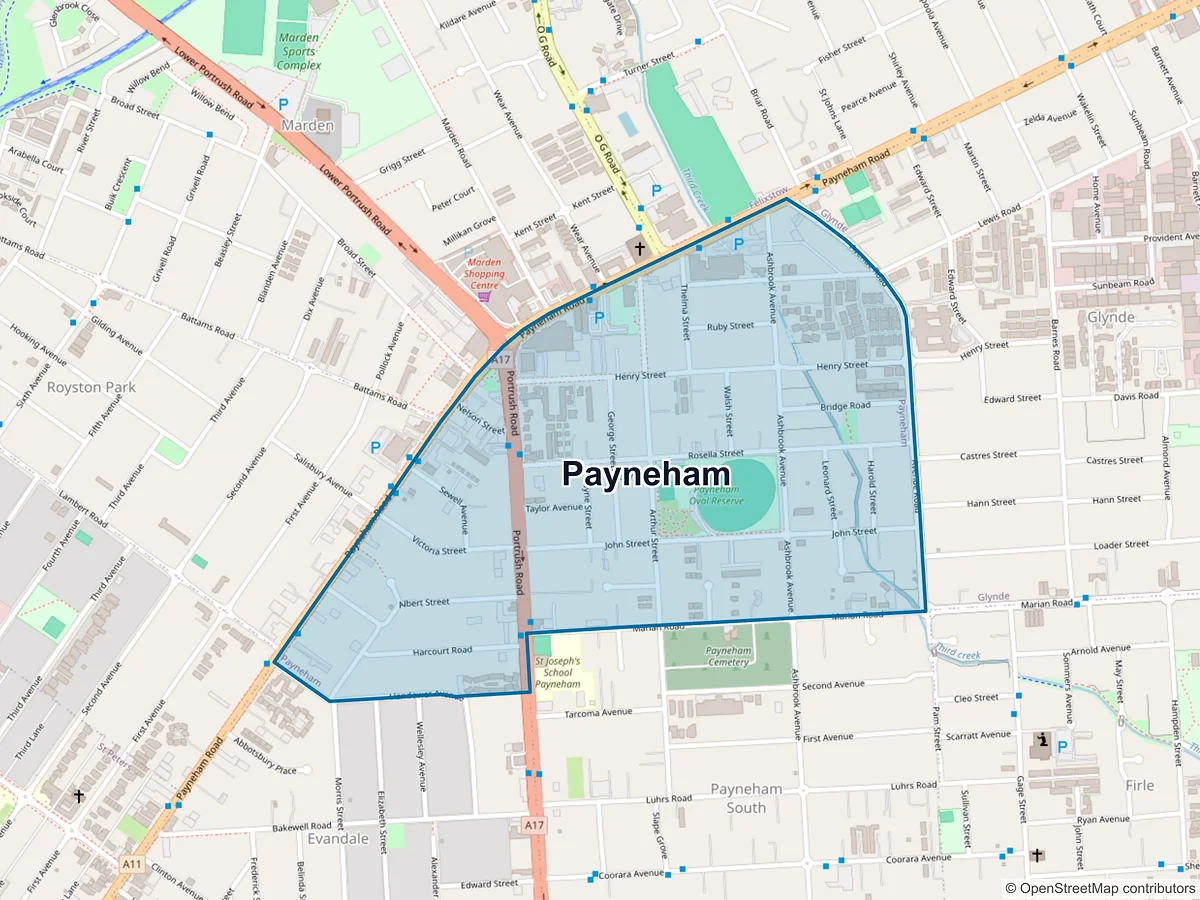Map of Payneham, SA, Australia
