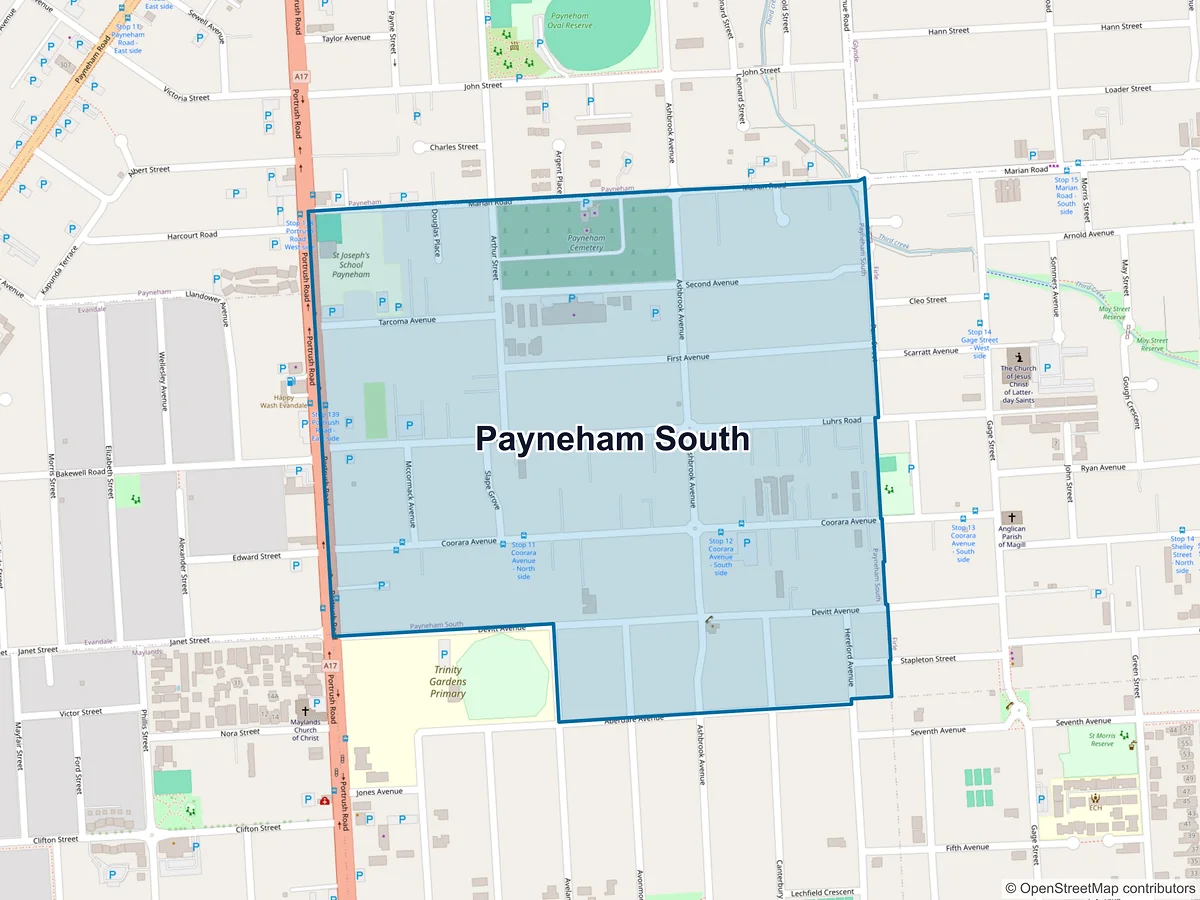 Map of Payneham South, SA, Australia