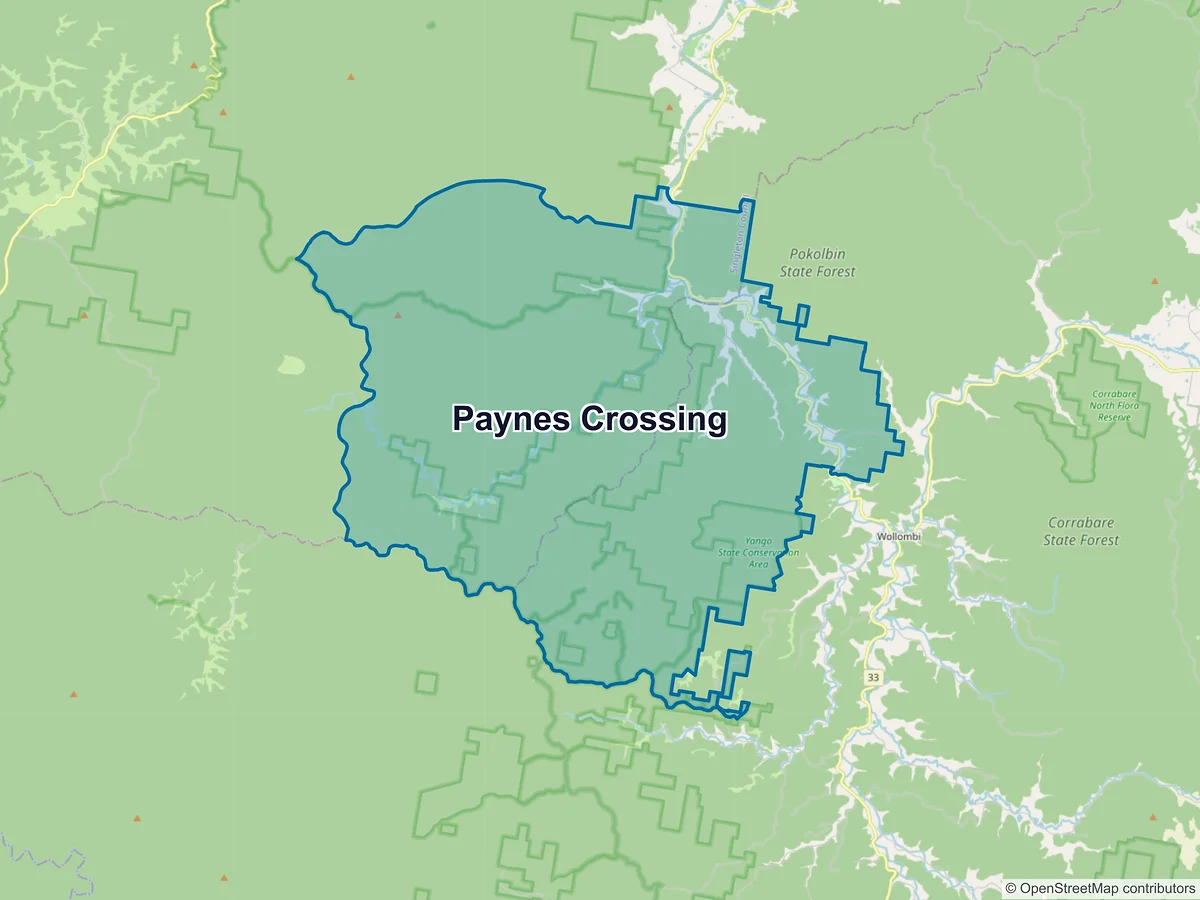 Map of Paynes Crossing, NSW, Australia