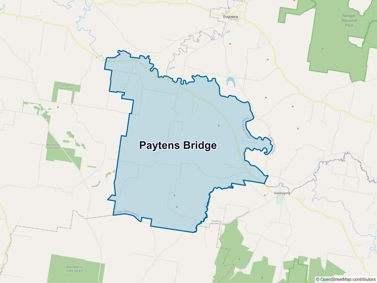 Map of Paytens Bridge, NSW, Australia