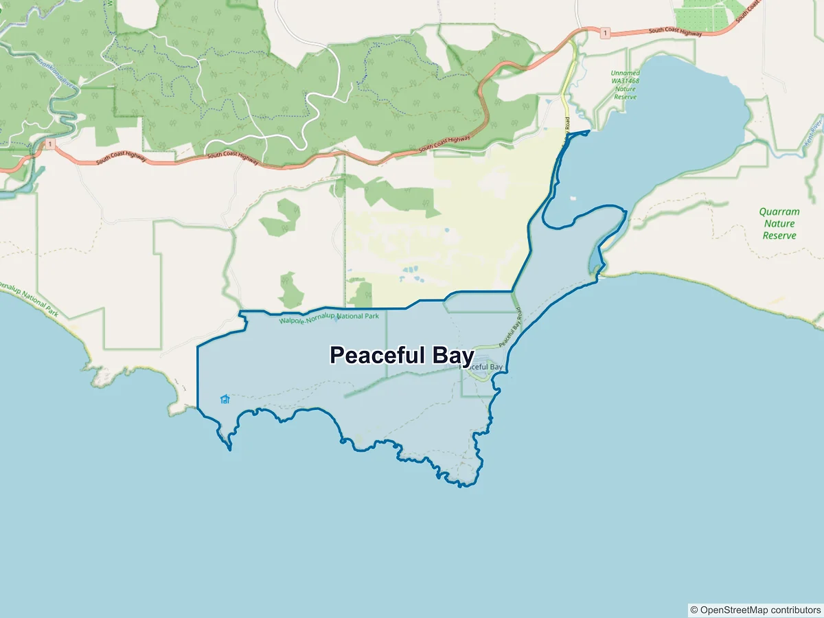 Map of Peaceful Bay, WA, Australia