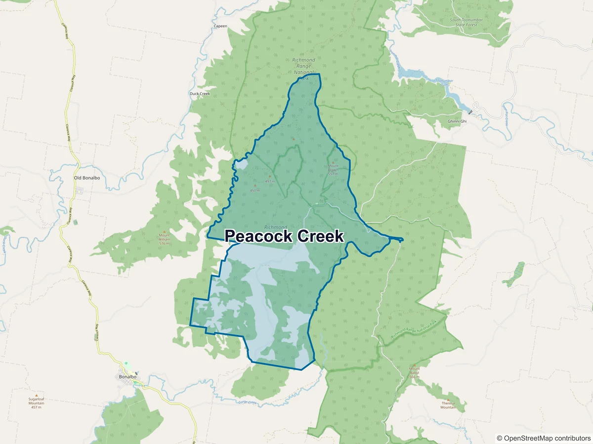 Map of Peacock Creek, NSW, Australia