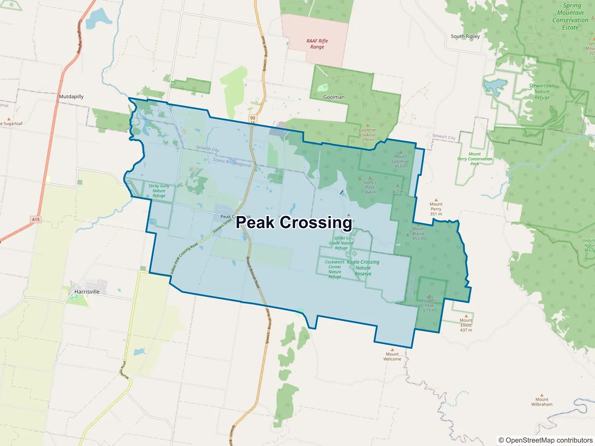 Map of Peak Crossing, QLD, Australia