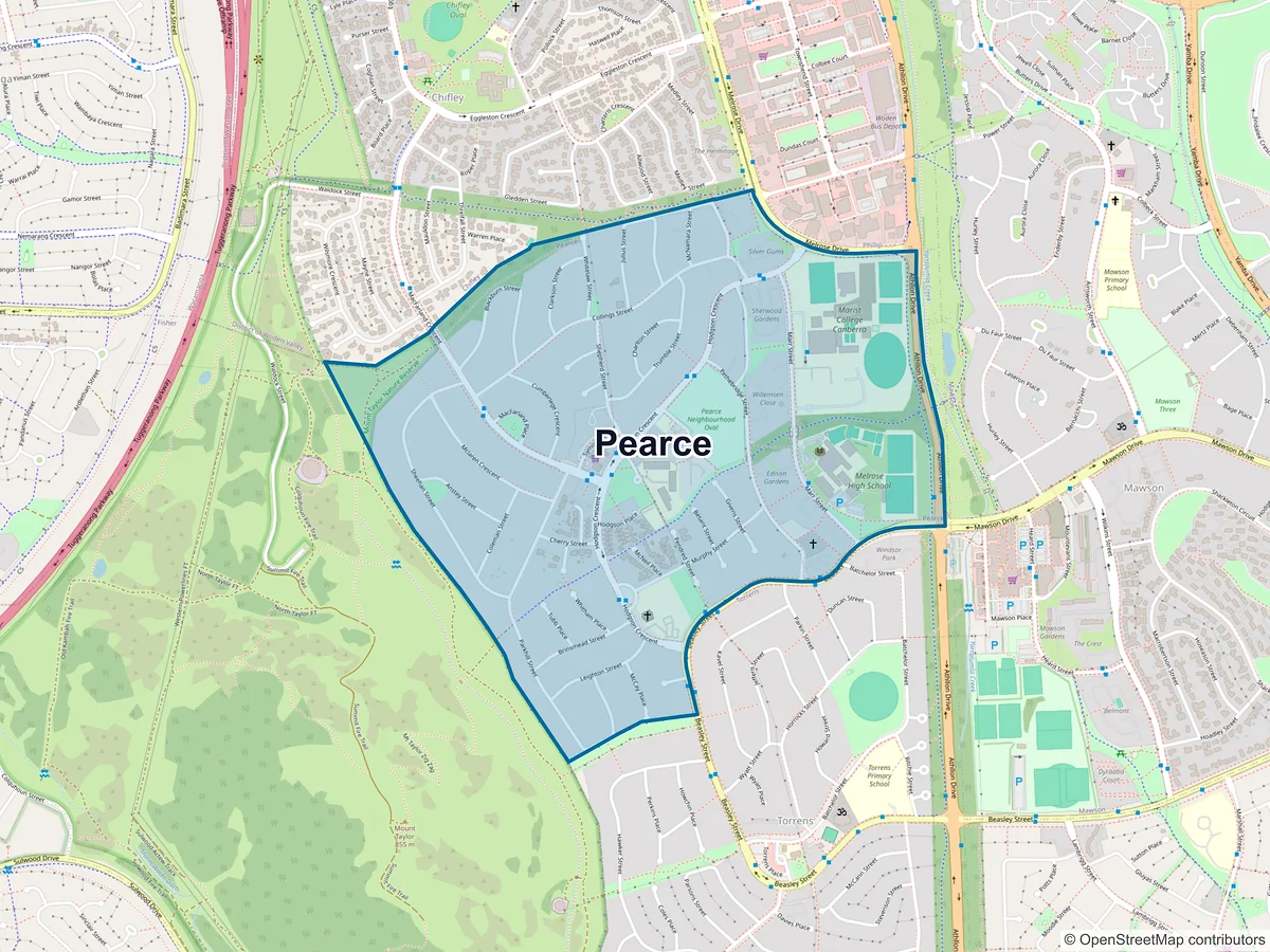 Map of Pearce, ACT, Australia
