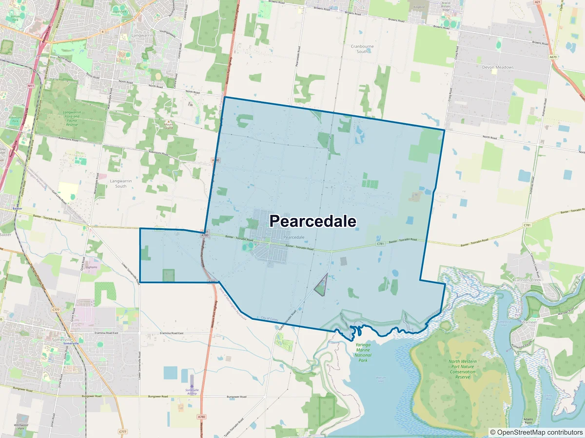 Map of Pearcedale, VIC, Australia