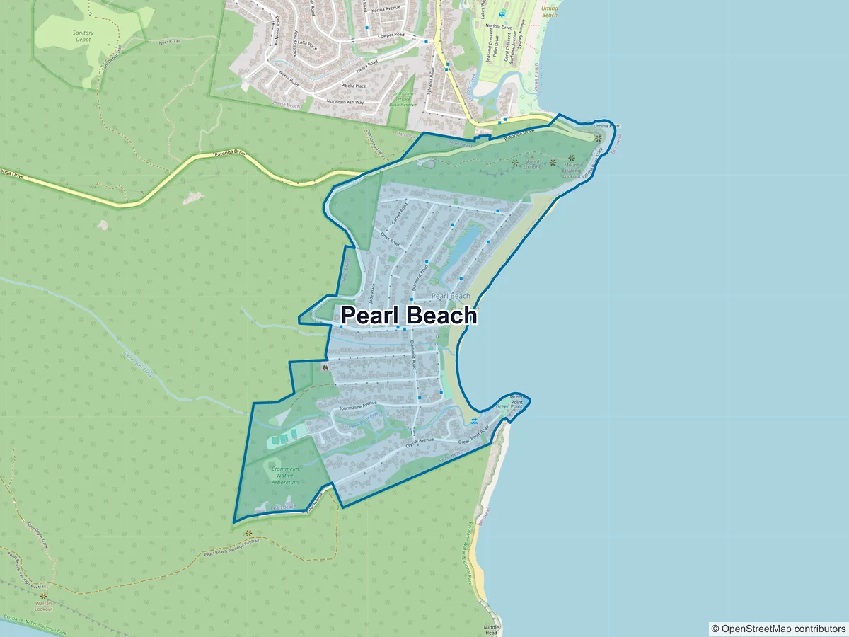 Map of Pearl Beach, NSW, Australia