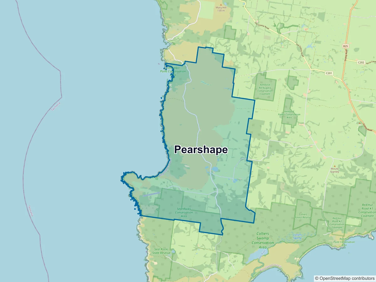 Map of Pearshape, TAS, Australia